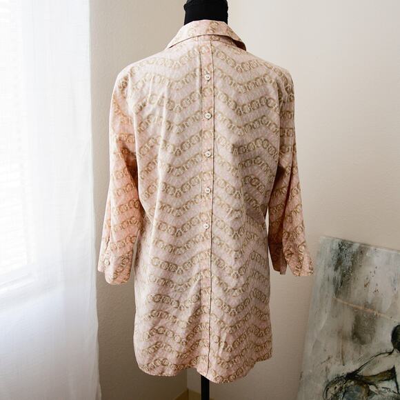 Foxcroft NYC Pink blush Chain link Tunic shirt size 10 M - Picture 5 of 8
